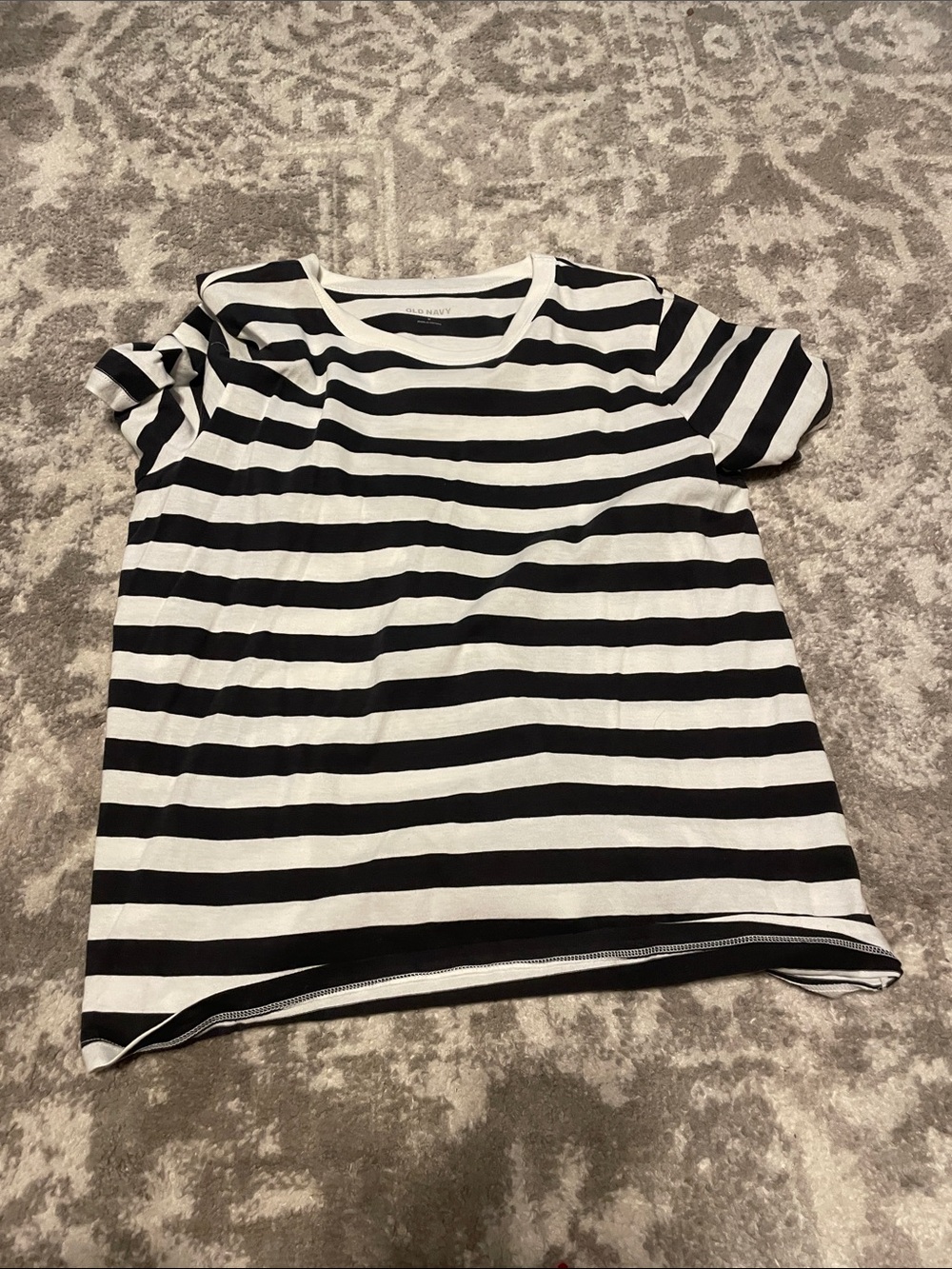 Women’s Black & White Striped Tee - Classic Crewneck